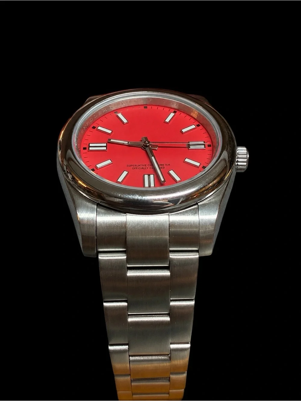 Men’s R. Watch Silver - Tone Band Red Dial